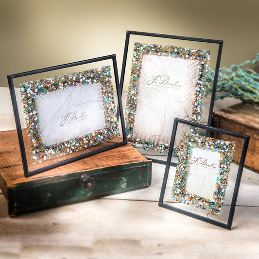 Pic 456 Multi Colored Fused Glass Chips on Clear Frame Series