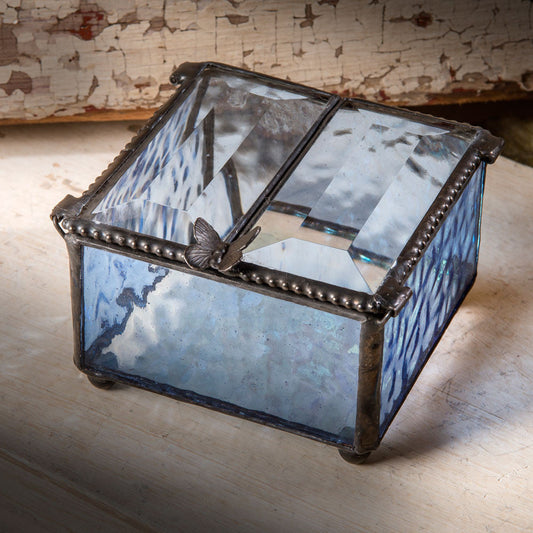 Box 185-3 Pale Blue Glass Box - Center Open