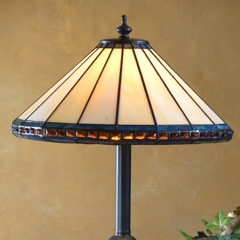 Lam 646 TB Ivory, Multi and Amber Stones - Small Table Lamp