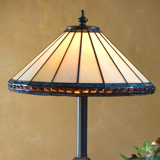 Lam 646 TB Ivory, Multi and Amber Stones - Small Table Lamp