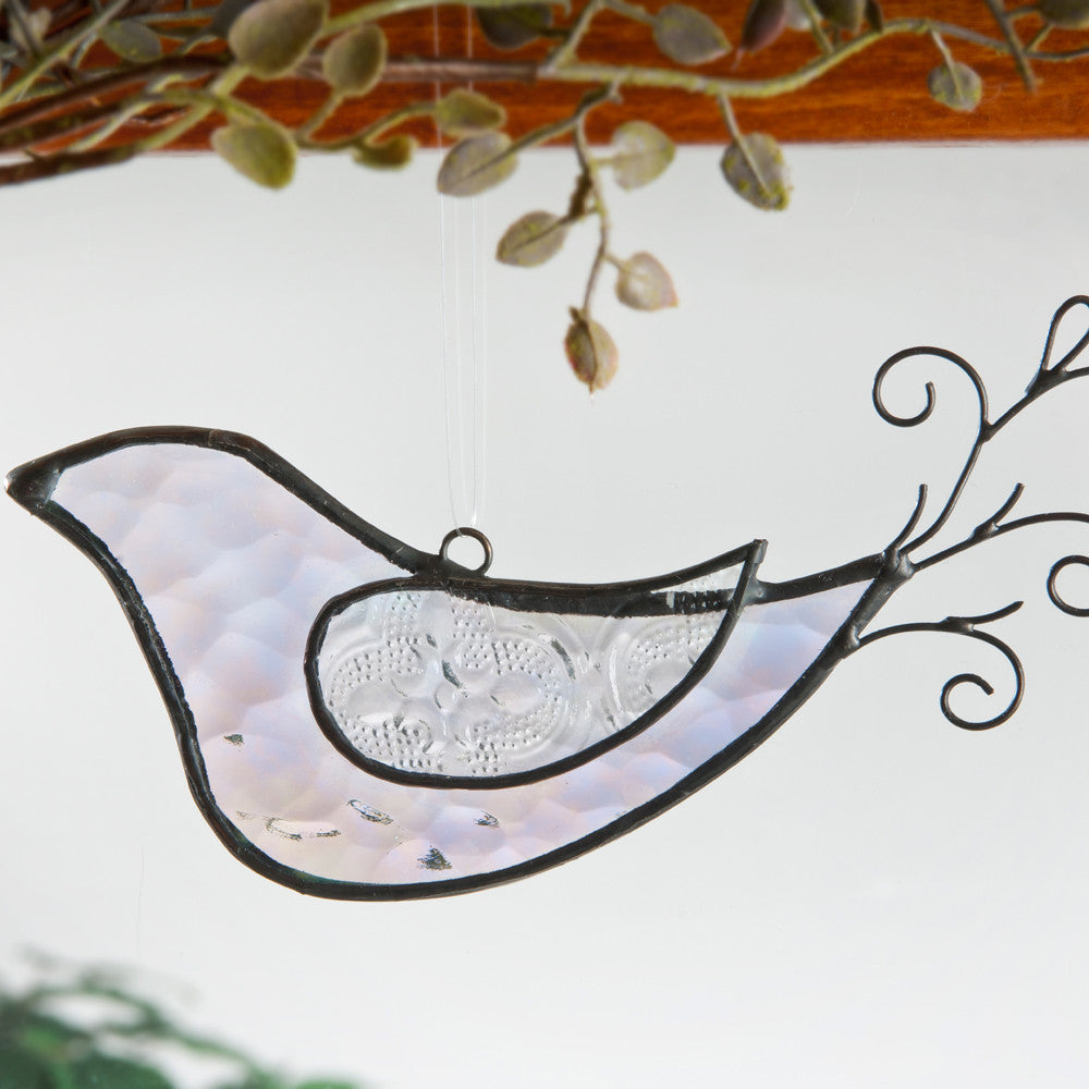ORN 223-1 Clear Iridescent Bird Ornament