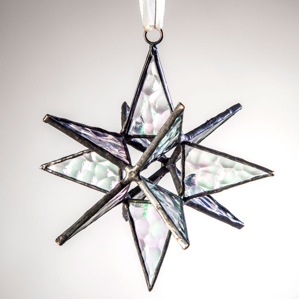 ORN 252 Clear Iridescent Moravian Star Ornament