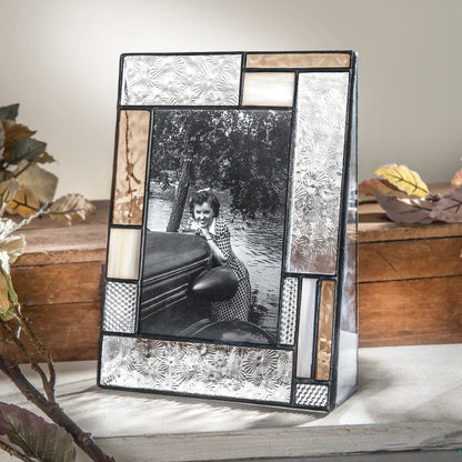 Pic 453 Peach, Ivory and Clear Vintage Glass Frame Series