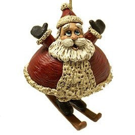 Skiing Santa Christmas Ornament - Bert Anderson - Bac 058