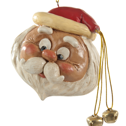 Bac 101 Large Round Santa Head Ornament Set of 3