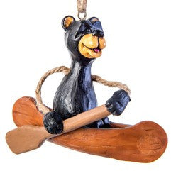 Bac 145 Bear in a Canoe Ornament by Bert Anderson Set of 3
