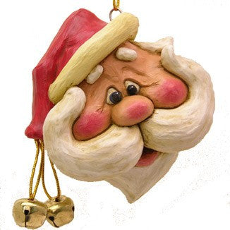 Bac 022 Santa Head Ornament with Handlebar Moustache (Large) Set of 3