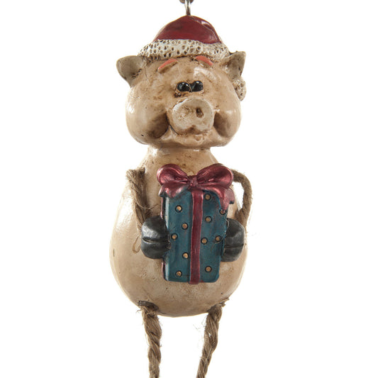 Bac 107 Pig Ornament with Gift Box and Hat Set of 3