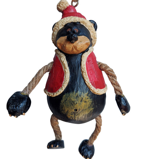 Bac 187 Bear with Santa Coat Ornament Set of  3