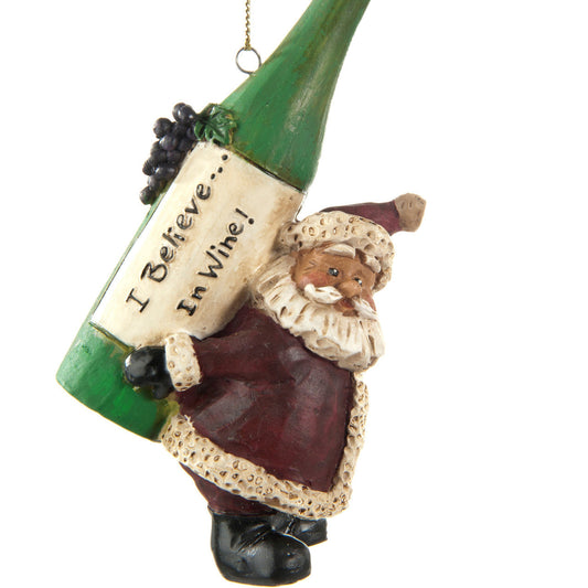 Bac 706 Santa Ornament with Wine Bottle Set of 3