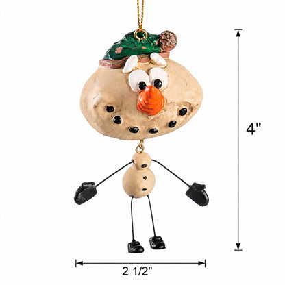 Snowman Ornament Green Hat - Holiday - BAC 004