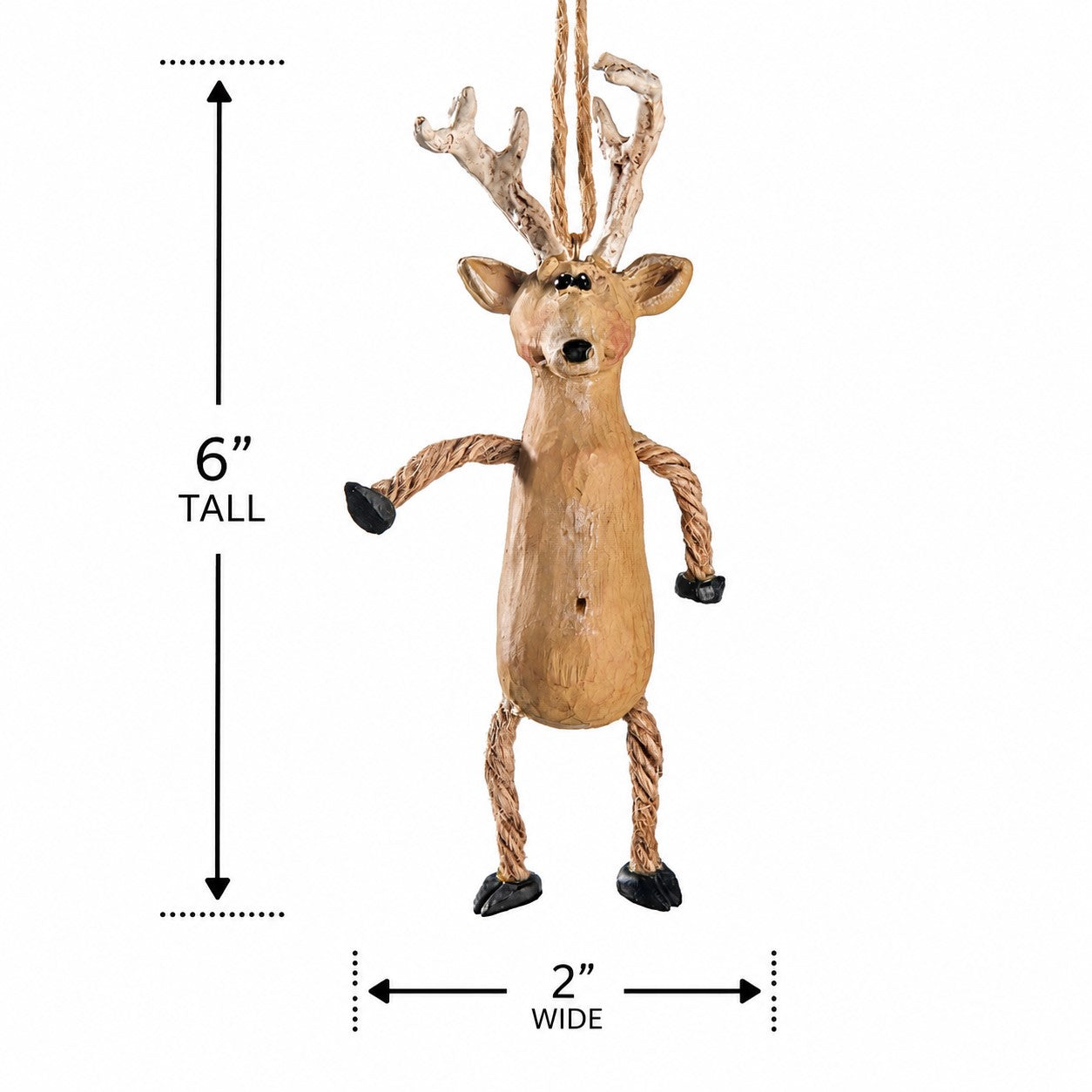 Rustic Deer Ornament with Rope Legs Bert Anderson | BAC 018