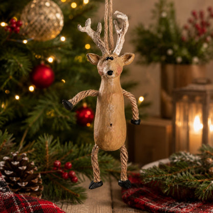 Rustic Deer Ornament with Rope Legs Bert Anderson | BAC 018