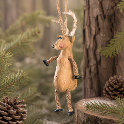 Rustic Deer Ornament with Rope Legs Bert Anderson | BAC 018