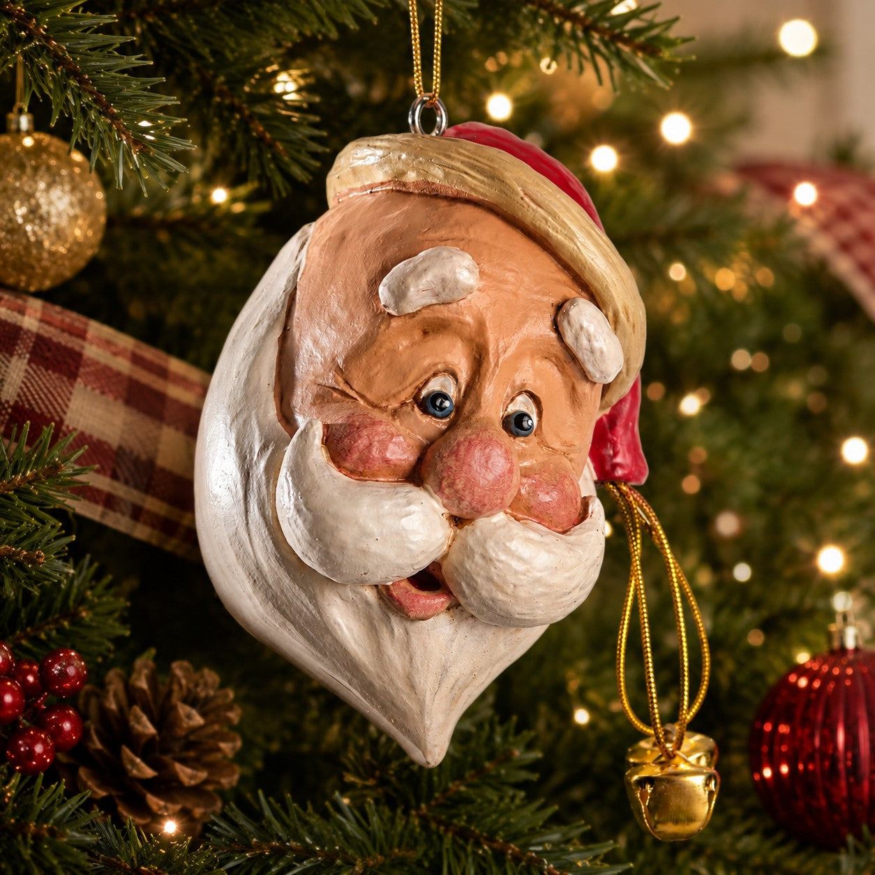 Large Tipped Hat Santa Ornament by Bert Anderson - Bac 021