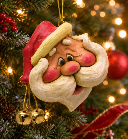Large Santa Head Ornament with Handlebar Moustache – BAC 022