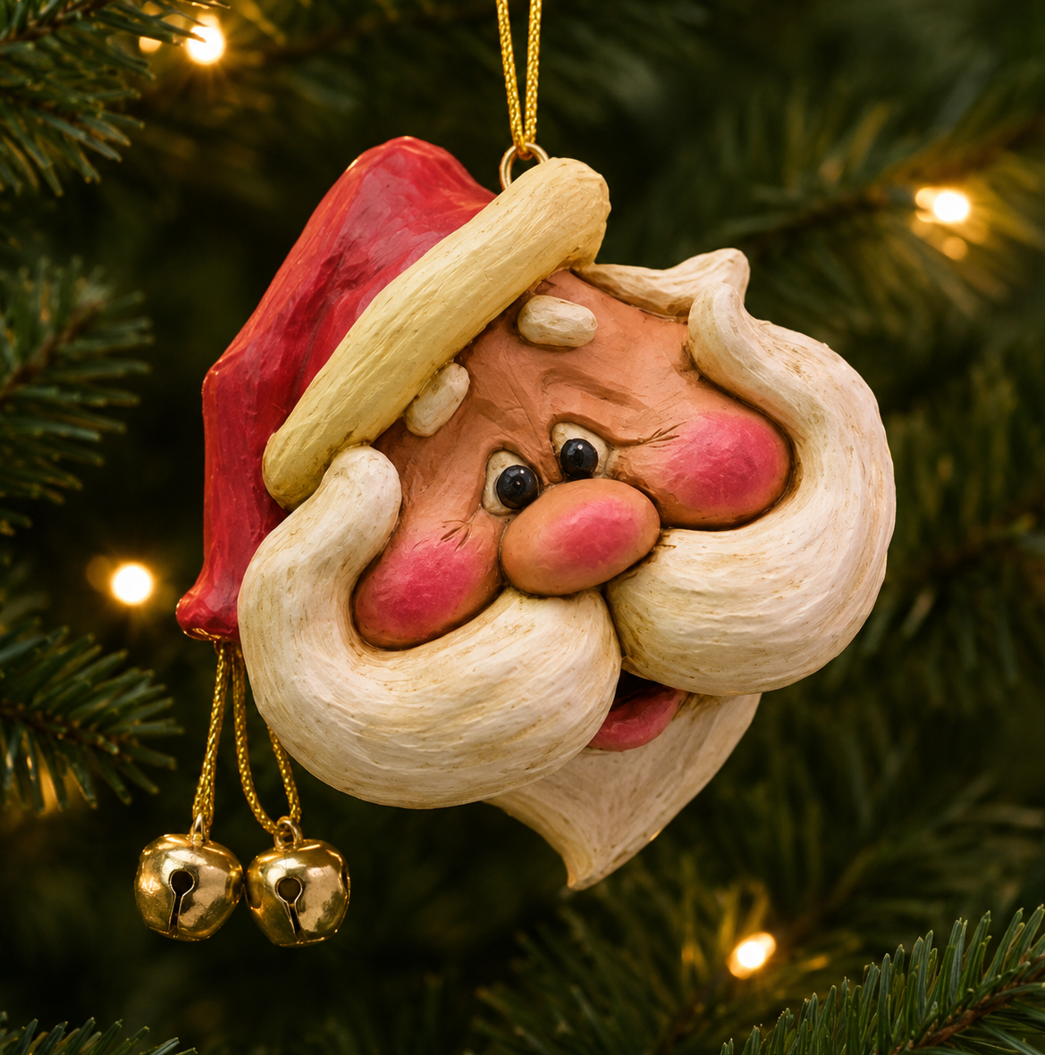Large Santa Head Ornament with Handlebar Moustache – BAC 022