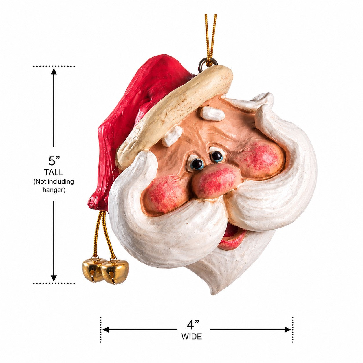 Large Santa Head Ornament with Handlebar Moustache – BAC 022