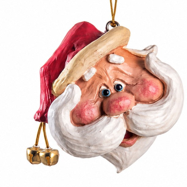 Large Santa Head Ornament with Handlebar Moustache – BAC 022
