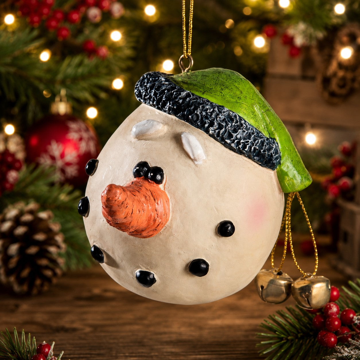 Smiling Snowman Head Ornament - Bert Anderson - Bac 034