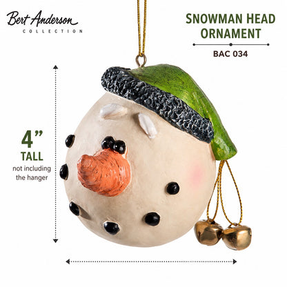 Smiling Snowman Head Ornament - Bert Anderson - Bac 034