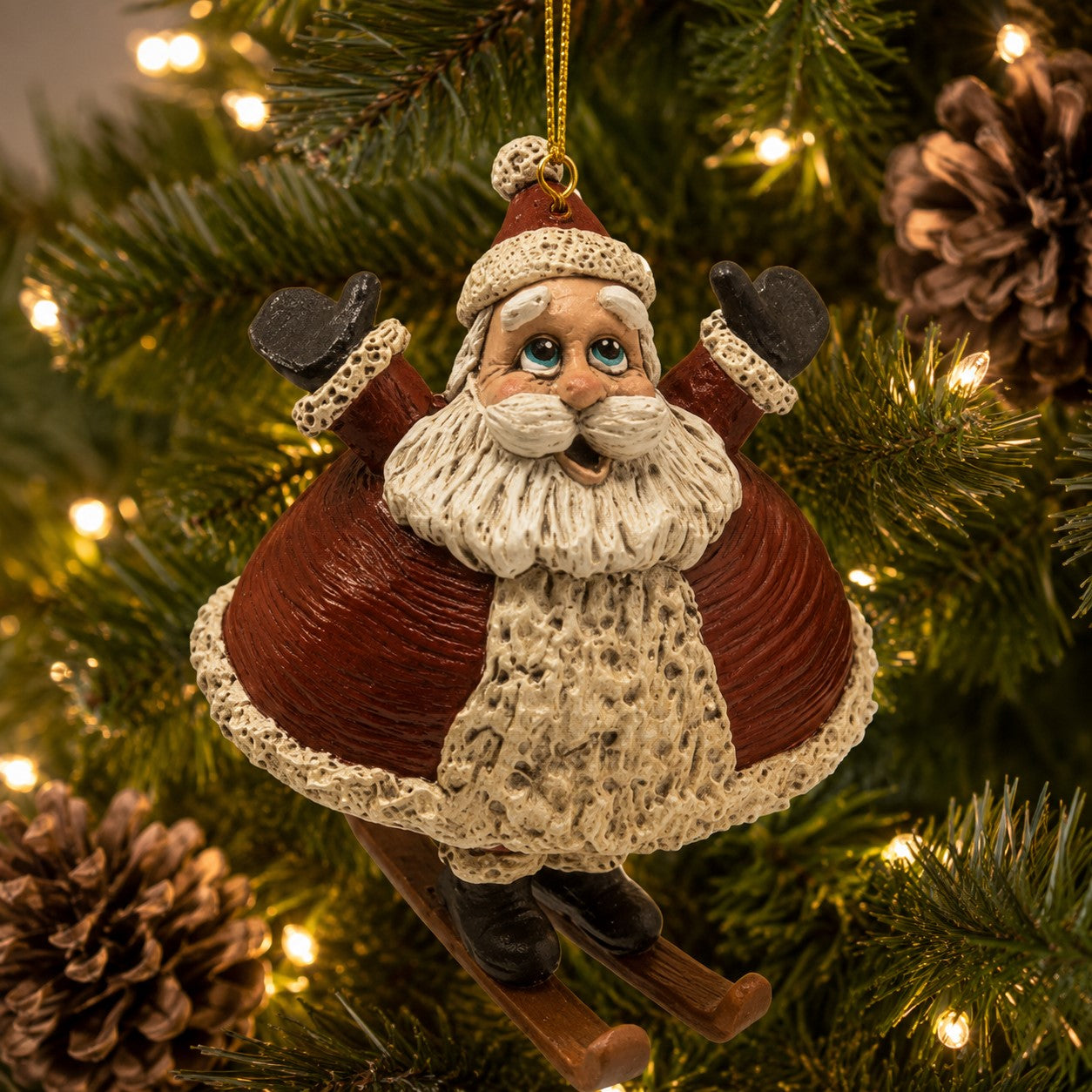 Skiing Santa Christmas Ornament - Bert Anderson - Bac 058