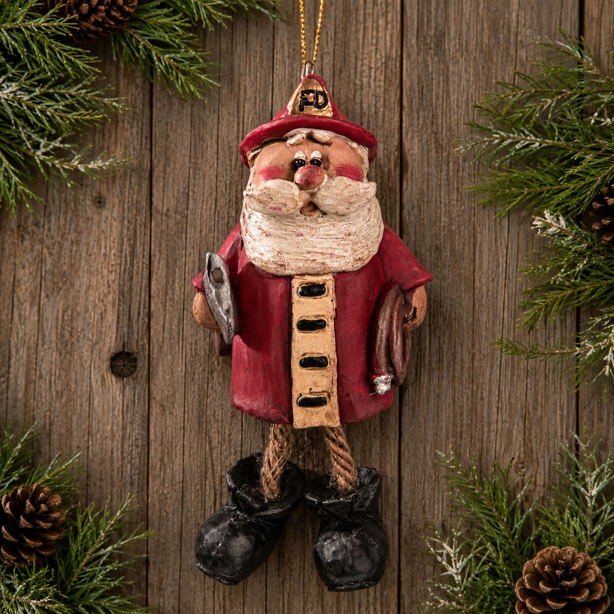 Bac 062 Fireman Santa Ornament