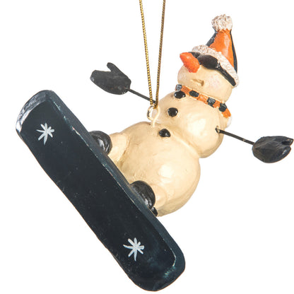 Snowboarding Snowman Ornament - Personalized Option Bac 074