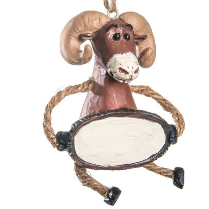 Bac 105 Big Horn Sheep with Sign Ornament