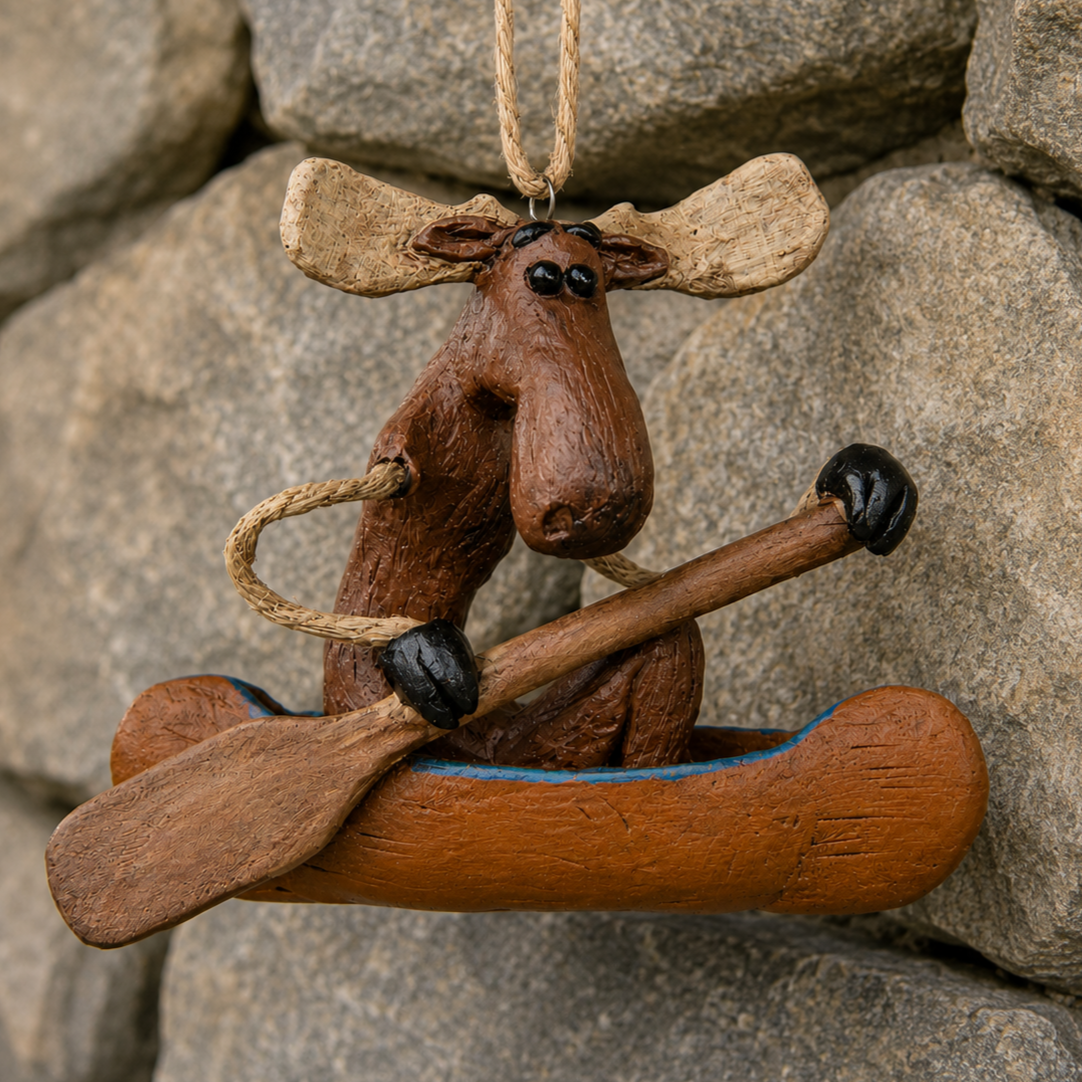 Personalized Moose Canoe Ornament - Namedrop - Bac 106