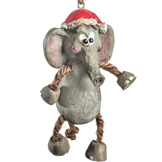 Bac 108 Elephant with Christmas Hat Ornament Set of 3