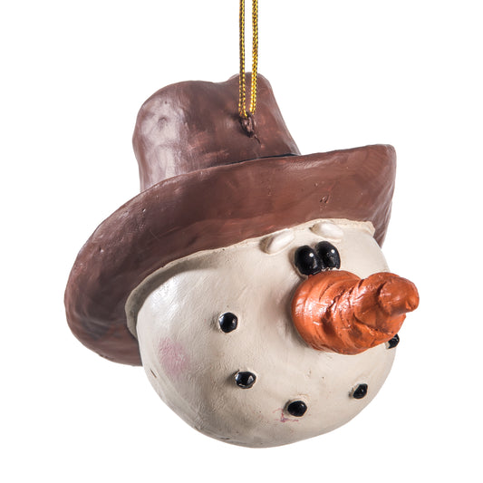 Cowboy Snowman Head Ornament - Western Snowman - Bac 129