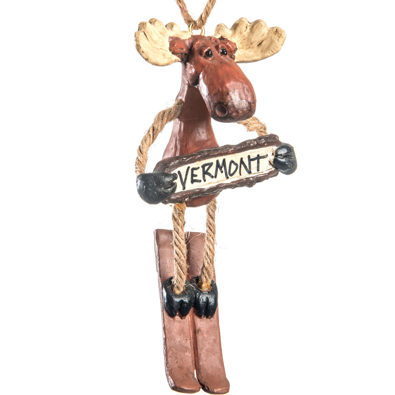 Bac 144 Skiing Moose with Sign Ornament Set of 3