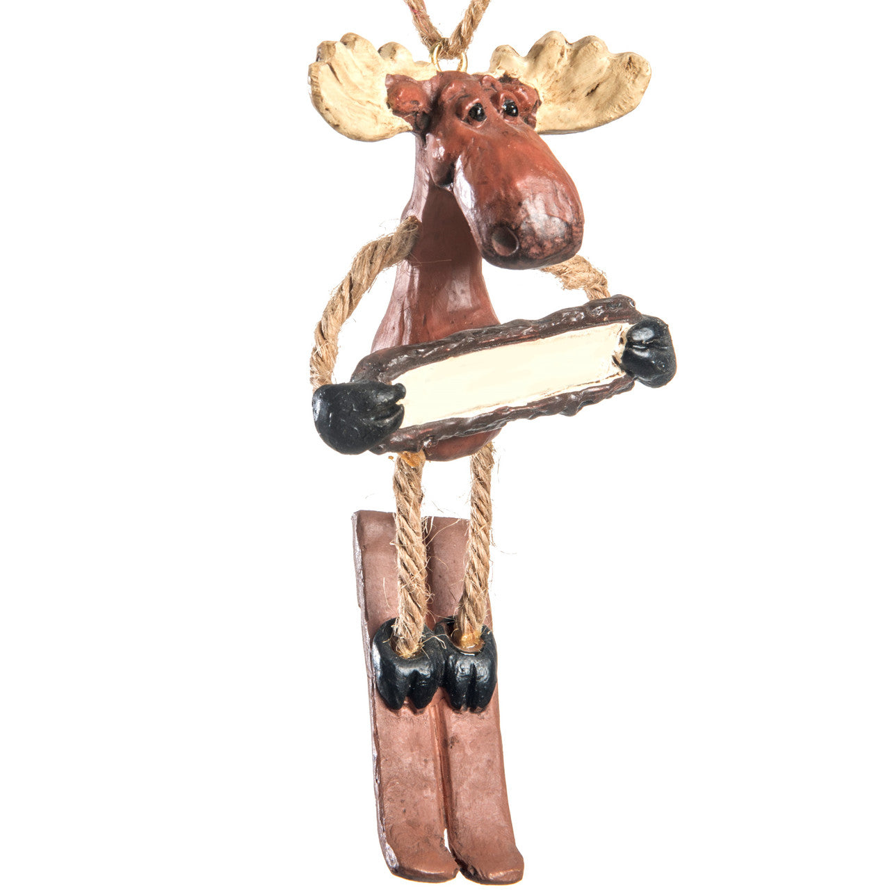 Bac 144 Skiing Moose with Sign Ornament Set of 3