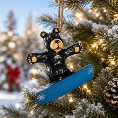 Personalized Snowboarding Bear Ornament - Ski Resort BAC 170