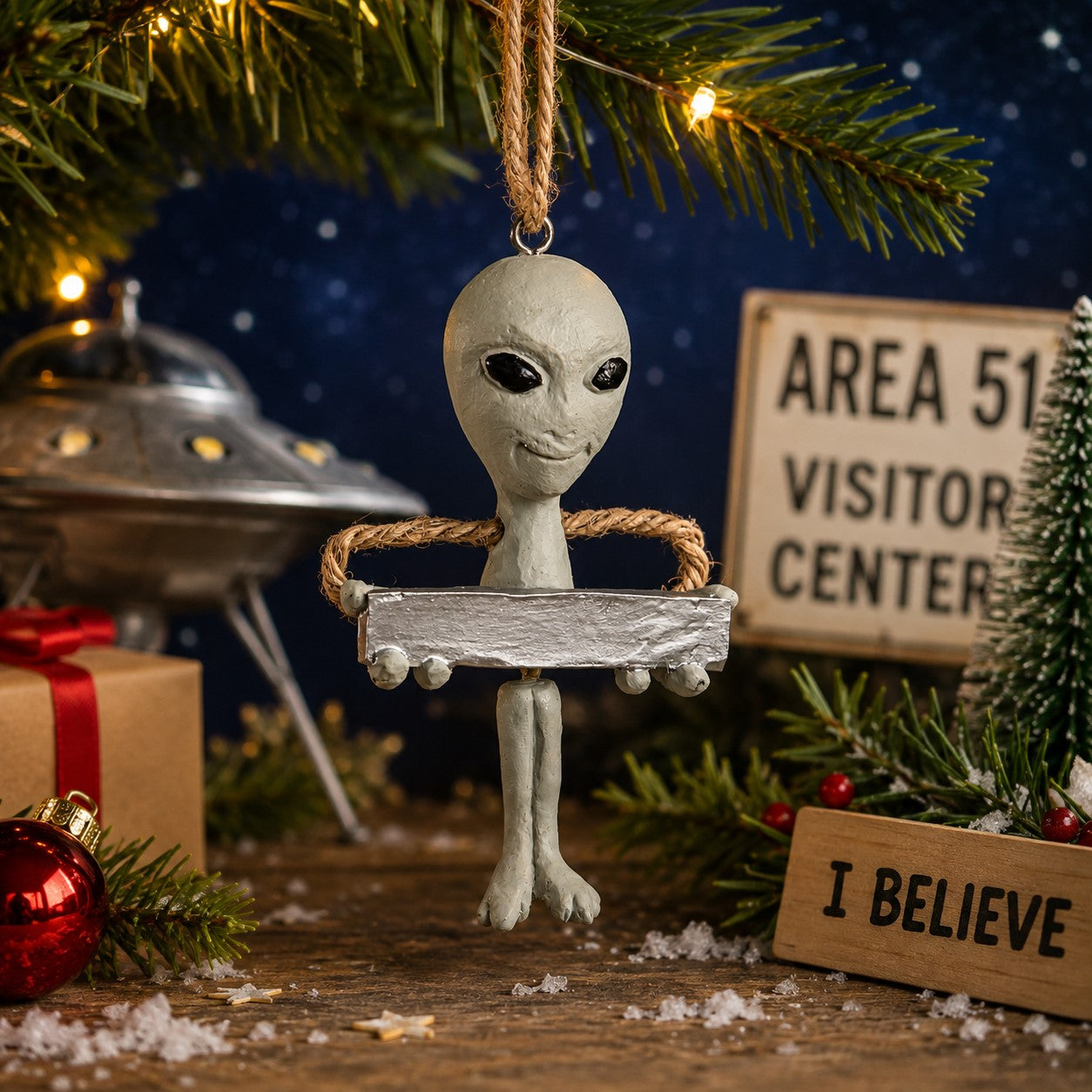 Personalized Alien Ornament - UFO - Namedrop -BAC 176