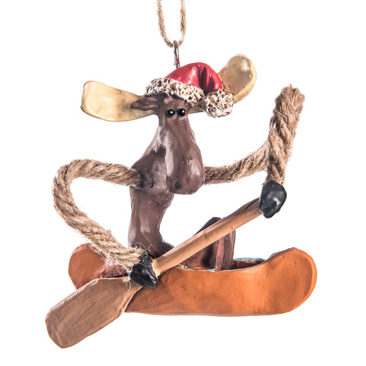 Personalized Moose in Canoe Santa Ornament - Namedrop - BAC 186