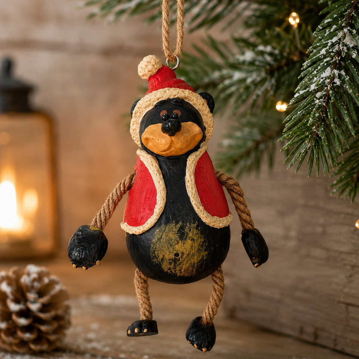 Santa Bear Dangly Ornament - Christmas Decor - Bac 187