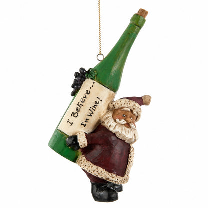 Santa with Wine Bottle - Christmas Ornament - Bac 706