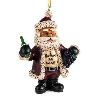 Wine Santa ChristmaOrnament  'I Believe in Wine' -  Bac 707