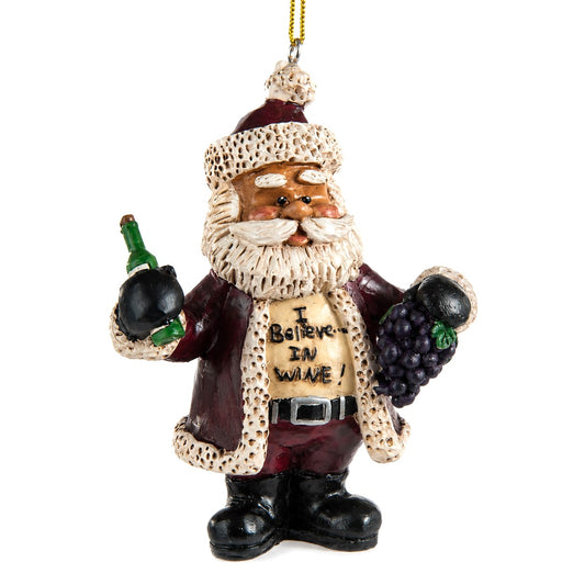 Wine Santa ChristmaOrnament  'I Believe in Wine' -  Bac 707