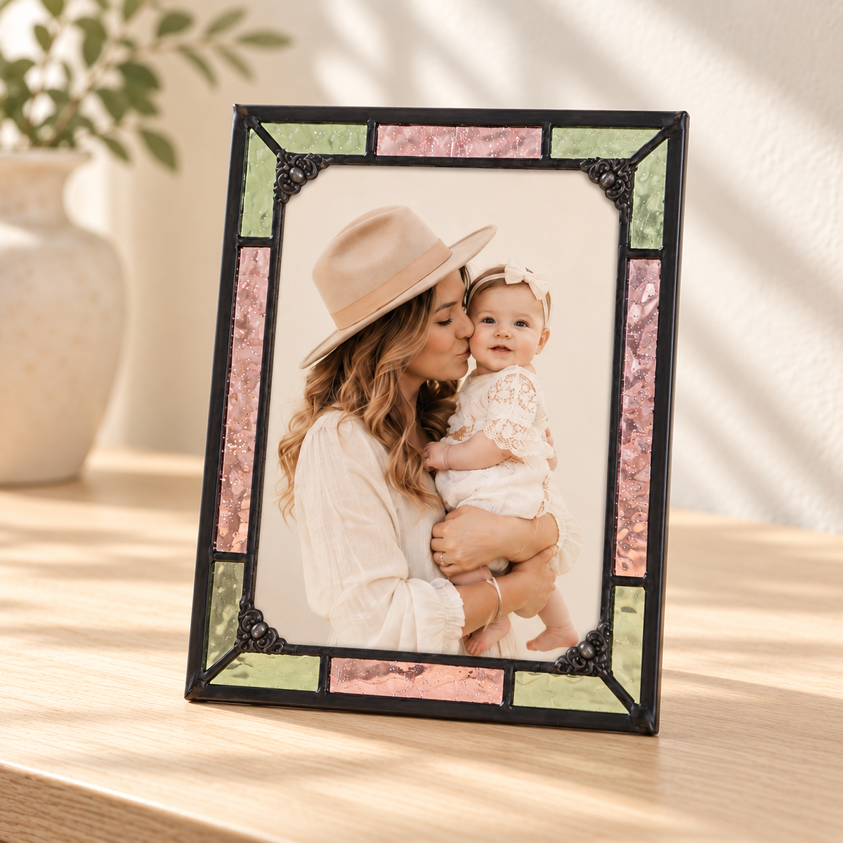 Pink and Sage Glass Easel Back Frames | PIC 464 | Wholesale