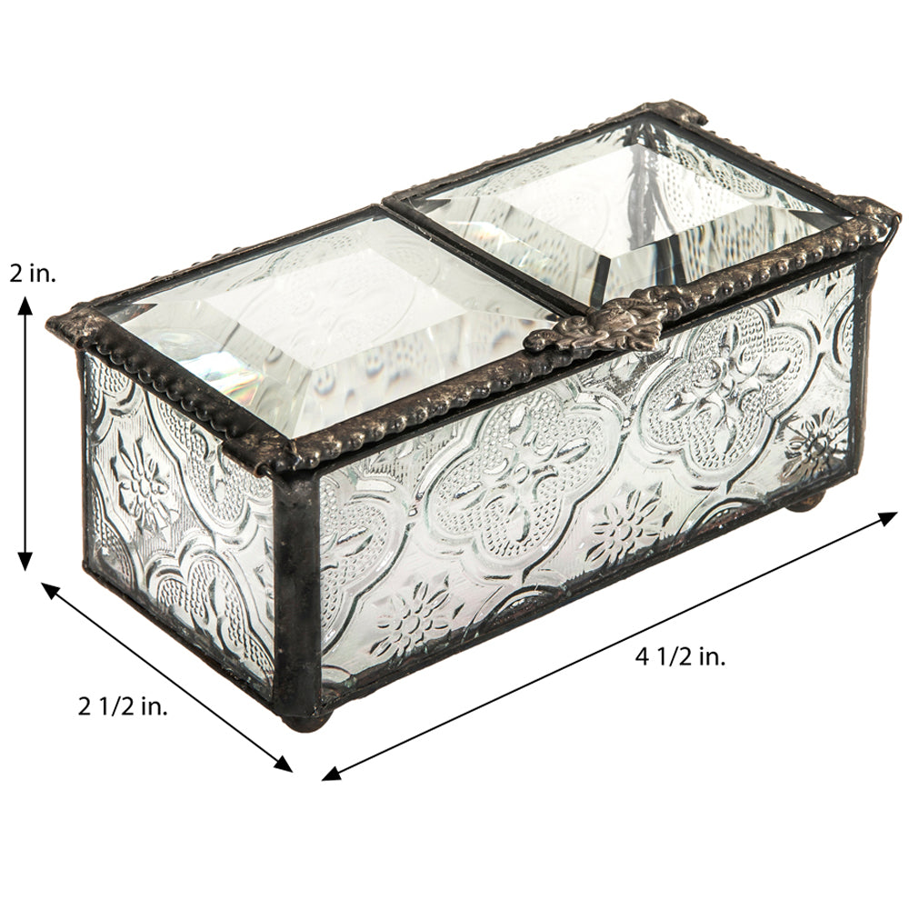 Box 294 Clear Vintage Glass Box - Center Open
