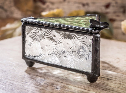 Sage & Clear Textured Glass Butterfly Keepsake Box | BOX 926 | Wholesale