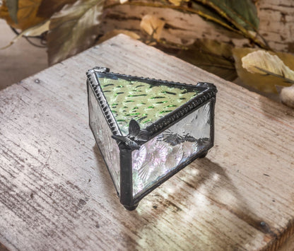 Sage & Clear Textured Glass Butterfly Keepsake Box | BOX 926 | Wholesale