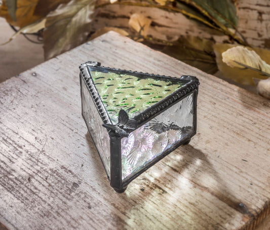 Sage & Clear Textured Glass Butterfly Keepsake Box | BOX 926 | Wholesale