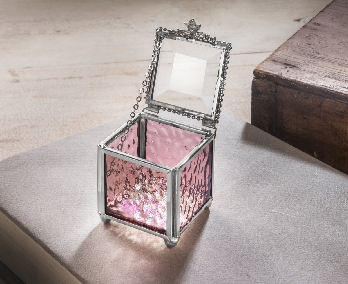 Pink Rose Glass Keepsake Box | Box 928 | Wholesale