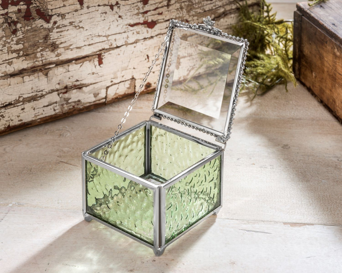 Sage Green Glass Keepsake Box | Box 929 | Wholesale