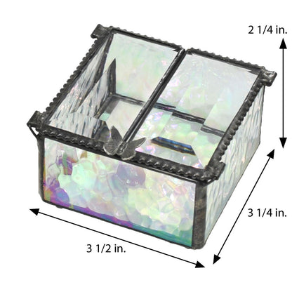 Box 185-2 Clear Iridescent Glass Box - Center Open
