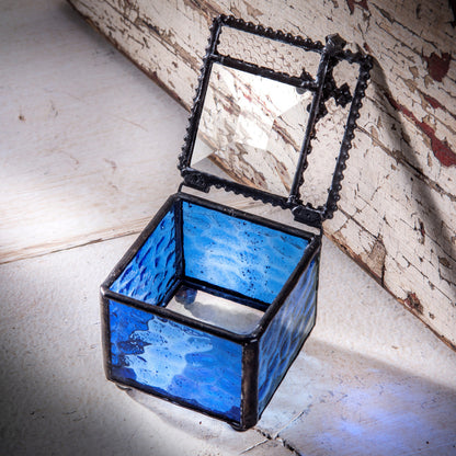 Box 349-2 Blue Glass Box with Cross